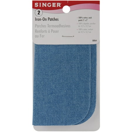 Singer Iron-On Patches 5 X5  2/Pkg-Faded Blue