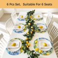thumbnail image 5 of Summer Lemon Round 13 Inch Placemats Set of 4, Coastal Starfish Shells Pastoral Floral Blue Plaid HeatResistant Non Slip Place Mats for Dining Table, Wipeable Kitchen Table Mats for Housewarming, 5 of 9