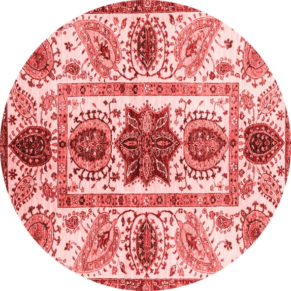 Ahgly Company Indoor Round Oriental Red Modern Area Rugs, 5' Round