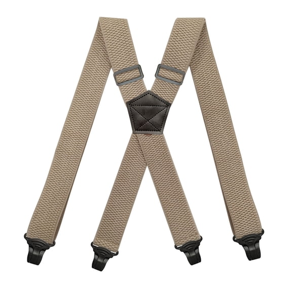 Lovskoo Heavy Duty Clip On Suspenders for Men Elastic Braces with 4 Strong Metal Clips 1.5 Inch Width X Back Style Formal Wear