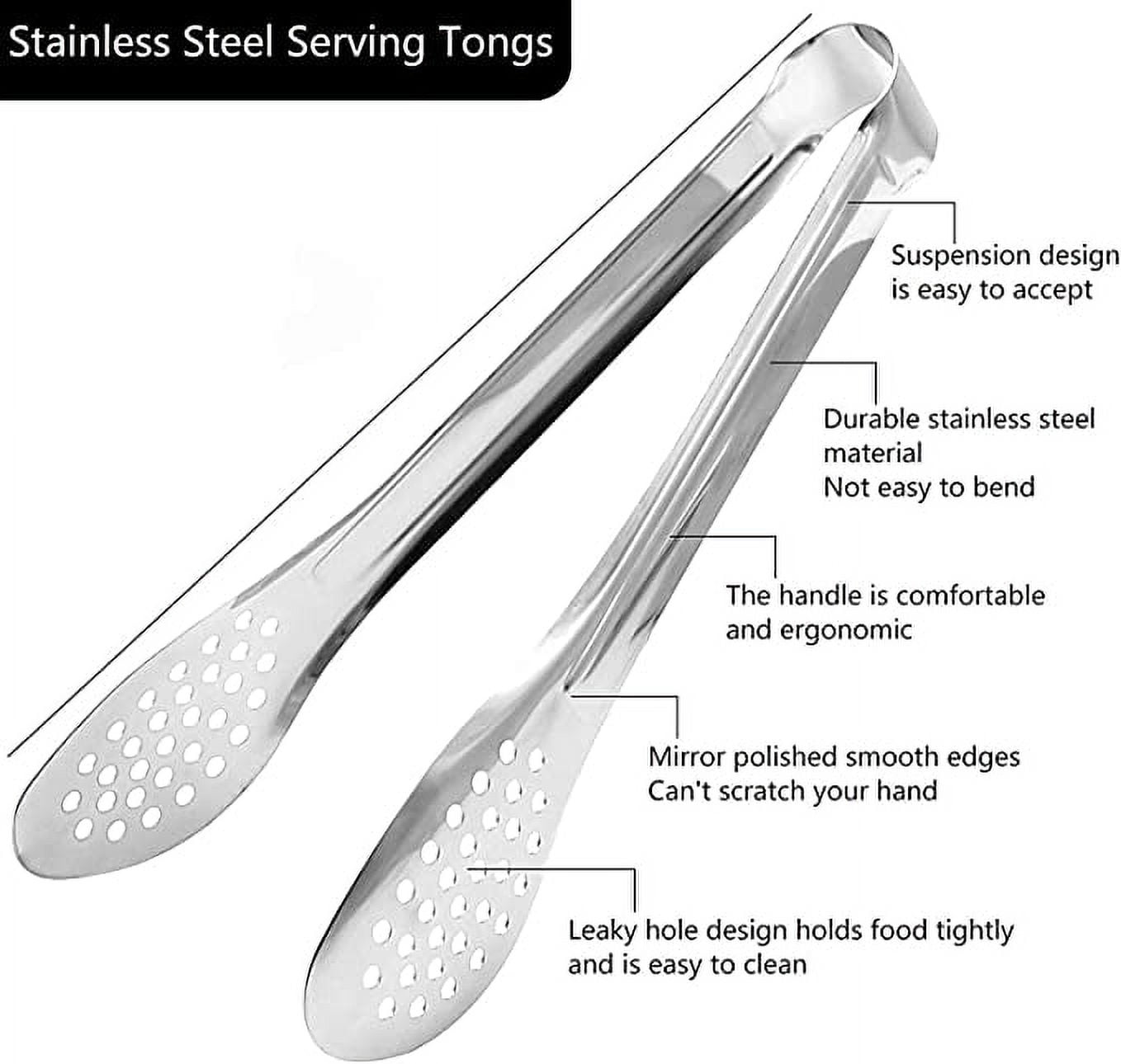 Classy 3-Pc. Buffet SERVING TONG SET High Polished Stainless-Steel – Health  Craft
