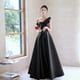 thumbnail image 1 of Vestido de noche negro de verano de satén para mujer, vestido largo sin tirantes para reunión anual de empresa, vestido de graduación, 1 of 5