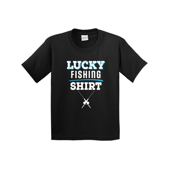 Inktastic Lucky Fishing Shirt Funny Fisherman Youth T-Shirt