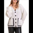 thumbnail image 3 of Cárdigan de Punto Grueso para Mujer, Larga, Cuello en V, Botones y Bolsillo, para Otoño e Invierno. L, 3 of 10