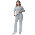 thumbnail image 6 of YTDSCS Pajamas Set for Womens 2 Piece Solid Color Pjs Loungewear Long Sleeve Sleepwear Soft Button down Jammies and Pants with Pockets Fall Winter Outfit S-XXL, 6 of 7