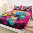 thumbnail image 3 of Manfei Abstract Gamepads 4 Pieces Queen Sheet Sets,Watercolor Splash Ultra Soft Flat Sheet,Video Game Queen Fitted Sheet,Breathable Graffiti Room Decor, 3 of 7