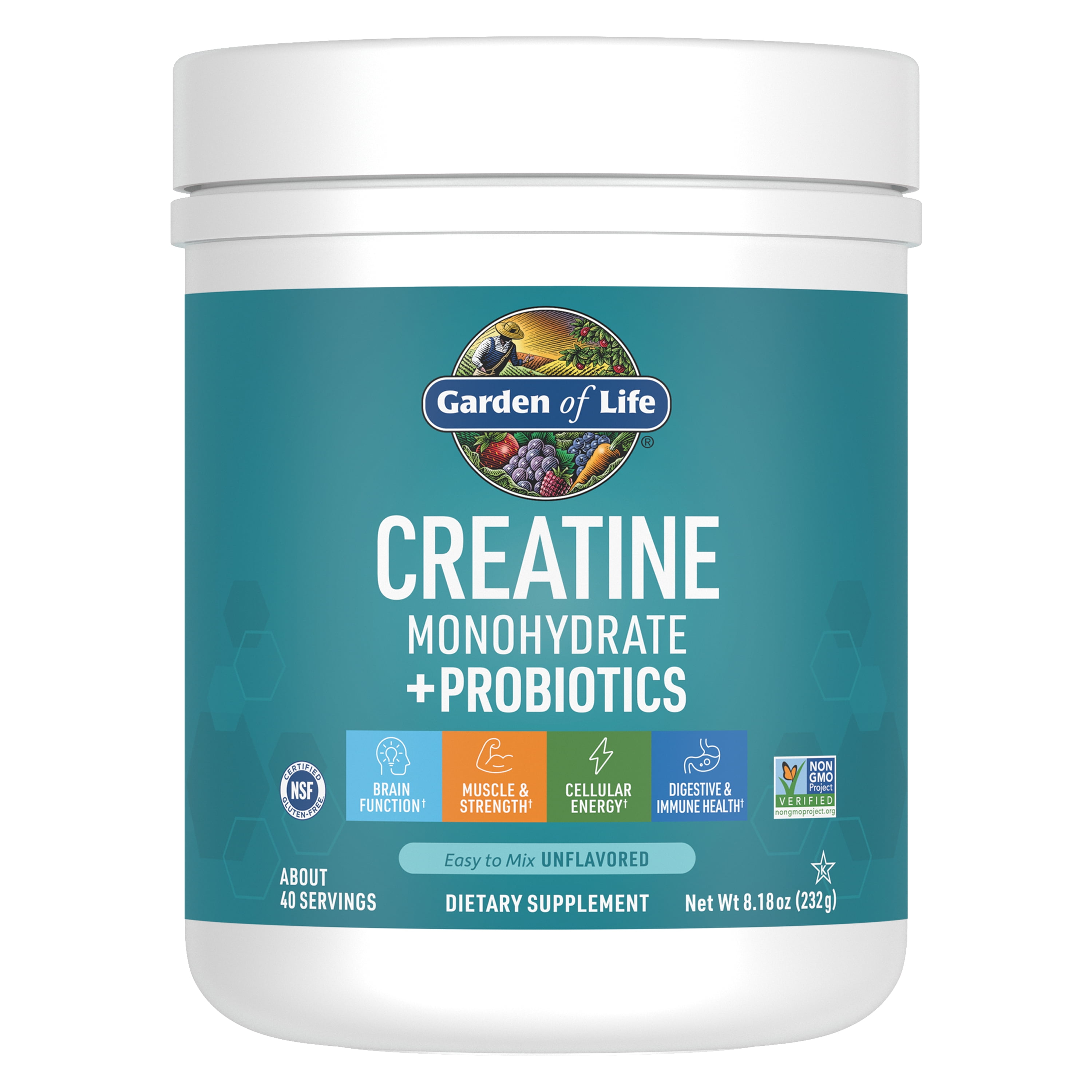 Garden of Life Creatine Monohydrate + Probiotics Non-GMO Gluten-Free Powder 8.1oz