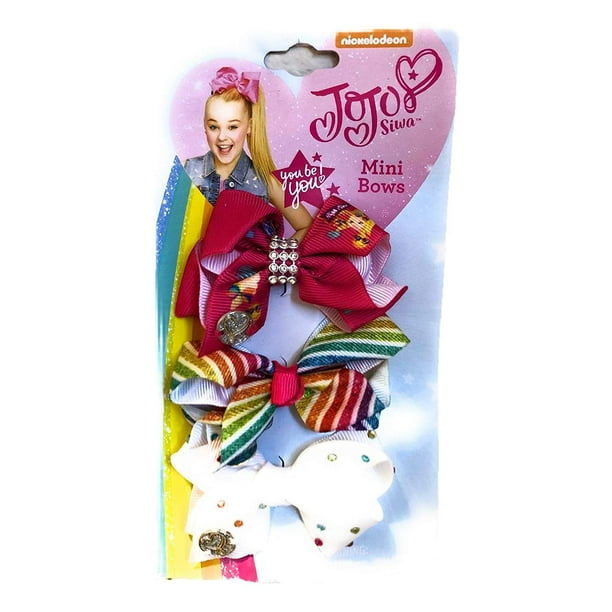 JoJo Siwa JoJo Siwa 3 Pack Pink Stripes White Mini Hair Bows