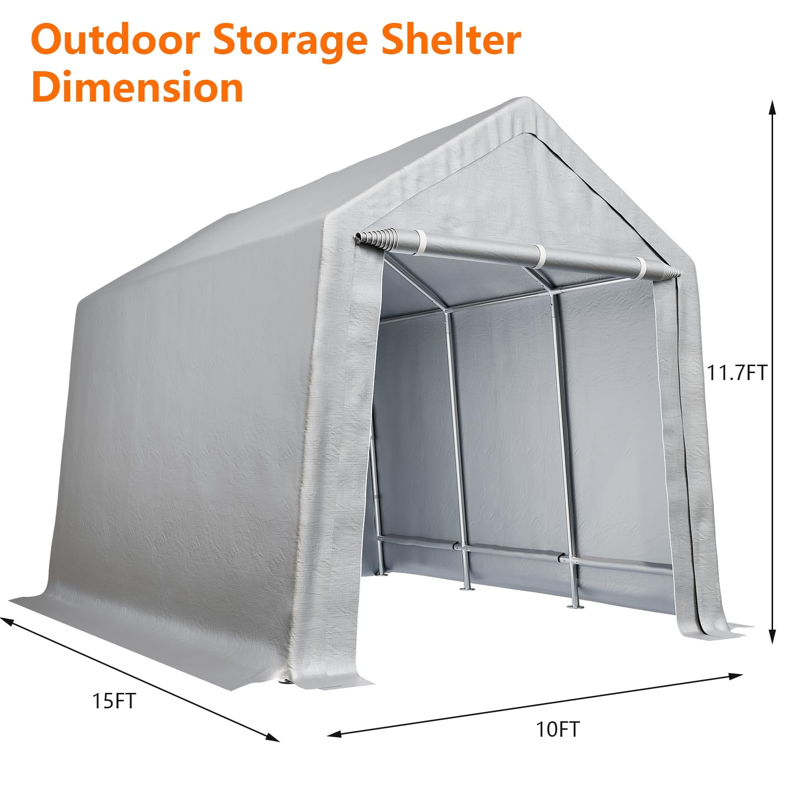 Luku Heavy-Duty Carport Canopy with Removable Side Walls and Door, Waterproof Portable Garage， Carport Shelter Reinforced Structure for Bicycles, Motorcycles and Gardening Tools