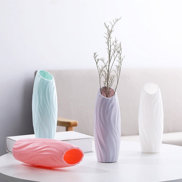 Fiudx Jarrón Floral de Plástico, Diseño Geométrico, Elegante Decoración para El Hogar, Arreglo Floral, Accesorio para Sala de Estar, Simbolismo Feng Shui, Tamaño 20 X 5,5 X 5,5 Cm