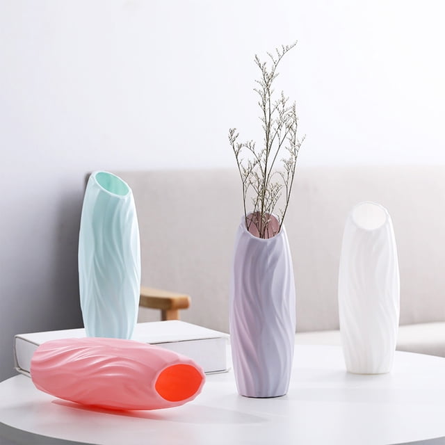 Xihbxyly Jarrón Floral de Plástico, Diseño Geométrico, Elegante Decoración para El Hogar, Arreglo Floral, Accesorio para Sala de Estar, Simbolismo Feng Shui, Tamaño 20 X 5,5 X 5,5 Cm
