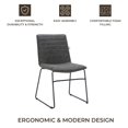 thumbnail image 5 of LeisureMod Ergonomic Office Chair Upholstered Leather Guest Side Chair Padded Seat and Back Desk Chair with Powder-Coated Stainless Steel Base Zylar Collection in Charcoal, 5 of 12