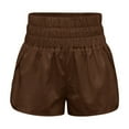 thumbnail image 4 of Shorts for Women Shorts Women's Running Quick Shorts Workout Elastic Athletic Yoga Pants Dry High Waist Brown M, 4 of 5