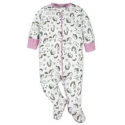 Onesies Brand Baby Girl Sleep 'n Play Footed Pajamas, 4-Pack, Sizes Newborn-6/9 Months