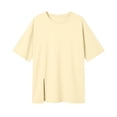 thumbnail image 4 of Tfken Girls Tees For Summer Crew Neck Half Sleeve Solid Color Tops Daily Wear Casual Teen Comfortable Shirts Beige Size 4-5 Years, 4 of 4
