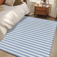 thumbnail image 5 of Blue Striped Large Area Rugs for Bedroom Living Room, Soft Non Slip Carpet Bedside Rug, Modern Simple Farmhouse Beige Vintage Rectangular Floor Cover Kitchen Accent Rug 3'x5' for Dining Room/Office, 5 of 9