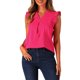 thumbnail image 1 of INSPIRAR CHIC Blusas de trabajo sin mangas con volantes para mujer, cuello en V, XS, Rosa intenso, 1 of 6