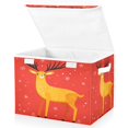 thumbnail image 2 of Storage Box With Lid 16.5x12.6x11.8In Foldable Stacked Household Storage Box Warm Christmas Deer, 2 of 7