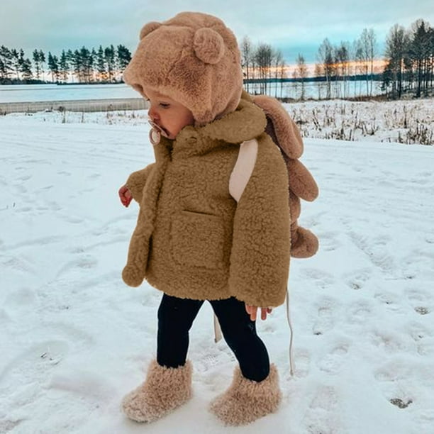 Gibobby Chamarra ninoAbrigo para ninos pequenos y ninas abrigo grueso a de viento para invierno chaqueta para ninos abrigo calido con botones de lana Cafe 2 3 Anos Walmart en linea