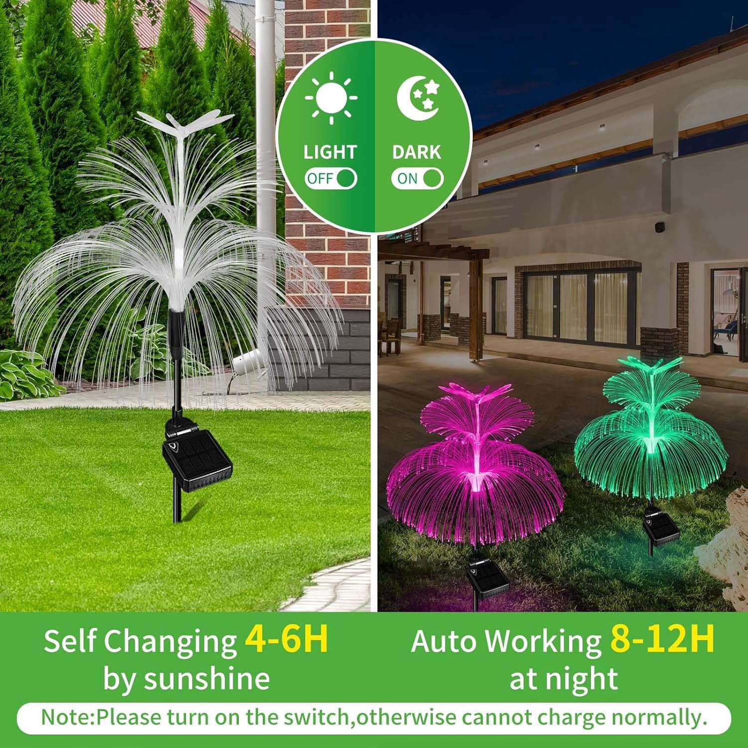 KOMI Solar Garden Lights 3 Pack New Upgraded Solar Outdoor Lights Waterproof 7 Color Changing Double Jellyfish Dragonfly Solar Flower Lights for Garden Yard Pathway Party Wedding Birthday Decor