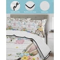thumbnail image 3 of Quilt King Size Bedding Set, Gray Easter Bunny Reversible Summer Quilt 3 Pieces, Spring Easter Eggs Floral Wooden Lightweight Bedspreads Coverlets with 2 Pillow Shams for All Seasons, 3 of 5