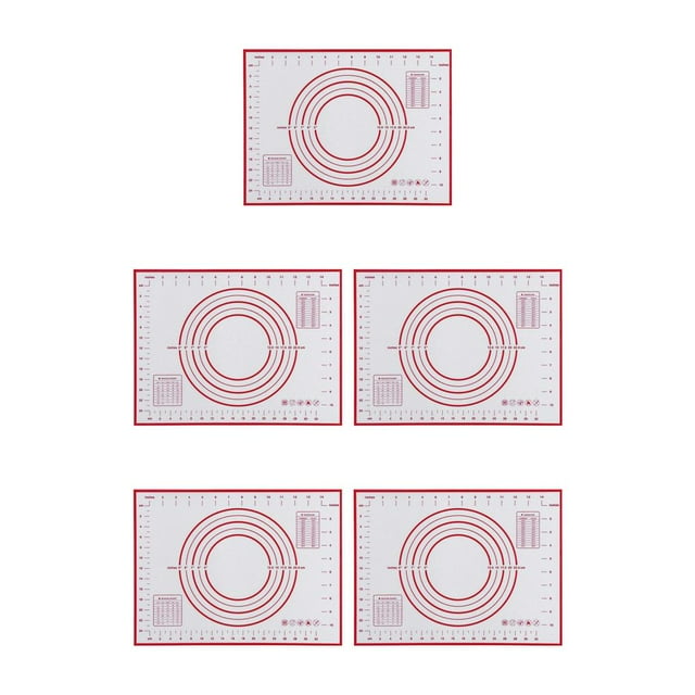 jesticaly Cake Non-stick Silicone Kneading Mat Restaurant Portable Rolling Pad Sheet Baking Tool Kitchen Accessories Red 40x30cm 5Set