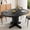 Black 59", variant on 47" Round Dining Table for 4 to 6 People, Modern Farmhouse Kitchen Table with Thickened Waterproof Top, Sturdy X-Base Pedestal Table for Small Spaces, Dining Room, Rustic Brown