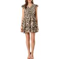 thumbnail image 2 of Allegra K Women's V Neck Button Front Cap Sleeve Floral Ruffle Mini Dress, 2 of 6