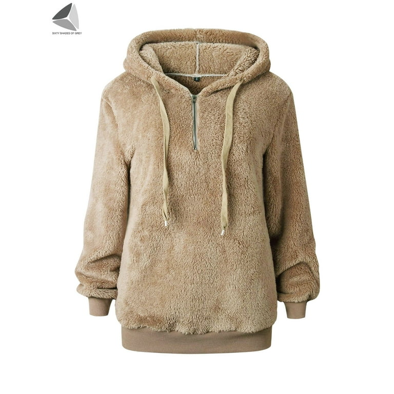 Beige fluffy hoodie sale