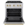 thumbnail image 2 of ZLINE Autograph Edition 30 in. 4.2 cu. ft. Paramount Gas Range with 4 Burner Cooktop and Convection Gas Oven in DuraSnow Stainless Steel and Champagne Bronze Accents (SGRSZ-30-CB), 2 of 9