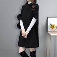 thumbnail image 4 of Joernso Women Winter Coat Solid Color Ruffle Formal Elegant Big Hem Midi Length Long Sleeves Cardigan Stand Collar Lady Cloak Coat for Dating, 4 of 8
