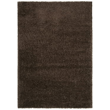 SAFAVIEH August Carlene Solid Plush Shag Area Rug, Brown, 6' x 9'