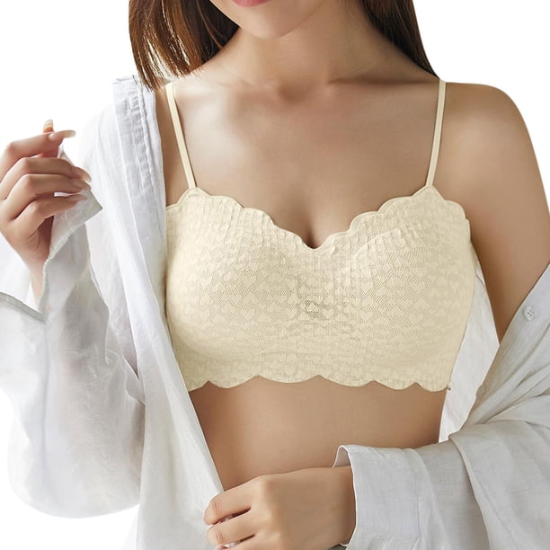 Gibobby Brasier deportivo para mujer Mujeres sin anillo de Francés Sexy espalda abierta espalda Sujetador en forma de U Verano Ultra Thin Bud Bra Ropa interior(Blanco,G)
