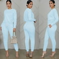 thumbnail image 3 of Itsame Tops and Pants Activewear Set Womens Sweatsuits 2pcs Sets Long Sleeved Women Athletic Outfit Sets Light blue Size S, 3 of 5