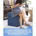 thumbnail image 6 of Ornavo Home Foldable Tufted Linen Storage Ottoman Cube Foot Rest Stool Seat - 15" x 15" (Navy Blue), 6 of 7