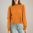 thumbnail image 5 of Wutalume Women's Fashion Flat Knit Half Turtleneck Pullover Sweater, Solid Color Long Sleeve Top, Slim Fit Design for Layering and Smart Casual Occasions,Ginger M, 5 of 5