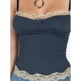 thumbnail image 7 of Michellecmm Women's Summer Cami Tops, Sleeveless Square Neck Bow Front Lace Patchwork Camisole, 7 of 7