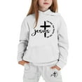 thumbnail image 4 of Toddler Outfits for Girls Sets Hoodie Pants Kids Casual Letter Print Sweatshirt Joggers Comfy Two Piece Winter Cute Girls' Fall Clothing Sets White Size 3-4T, 4 of 4