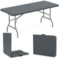 thumbnail image 1 of Costway 6 ft Portable Folding Table with Wood Grain HDPE Tabletop Safe Lock Mechanism Gray, 1 of 10