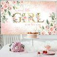 thumbnail image 2 of Girl Baby Shower Backdrop Pink Floral Sweet Baby Girl Baby Shower Banner A Sweet Little Girl is on Her Way Baby Shower Party Decorations Banner 5.9x3.6Ft, 2 of 4
