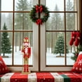 thumbnail image 4 of KALLORY Christmas Soldier Decor: 38cm Tall Wooden Nutcracker Puppet Figure - Classic Red New Year Figurine for Windowsill Festive Table Centerpieces, 4 of 10