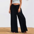 thumbnail image 2 of Women Pants Drawstring Wide Leg Elastic Waist Trousers, 2 of 3