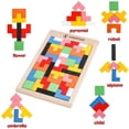 thumbnail image 4 of Bloques de madera Rompecabezas Rompecabezas Juguete Ruso Tangram Colorido Juego de rompecabezas Rompecabezas de madera Montessori Inteligencia STEM Regalo educativo para bebés Sincero Hogar, 4 of 6
