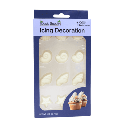 Oasis Supply Seashells and Starfish Sugar Decorations, 12 Count