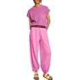 thumbnail image 1 of ORUYROP Ensemble 2 Pcs pour Femmes Ensemble de Détente Tendance Pull Tricoté Manches Courtes Mode, 1 of 6