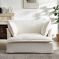 thumbnail image 3 of Leumius 47.2" Oversized Accent Chair with Dual-Port Charging,Modern Chenille Single Sofa with Throw Pillowsand Deep Wide Seat,Upholstered Armchair for Living Room&Apartment,White, 3 of 11