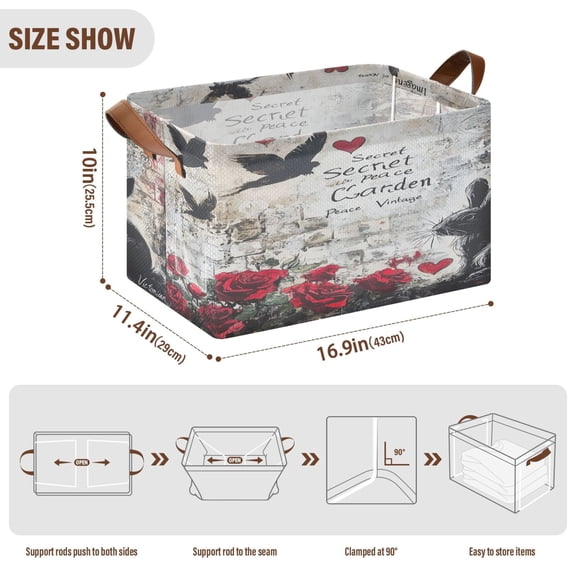BZSMCE Collapsible Fabric Cube Storage Bins Oil Rabbit Painting Design Pattern Storage Box