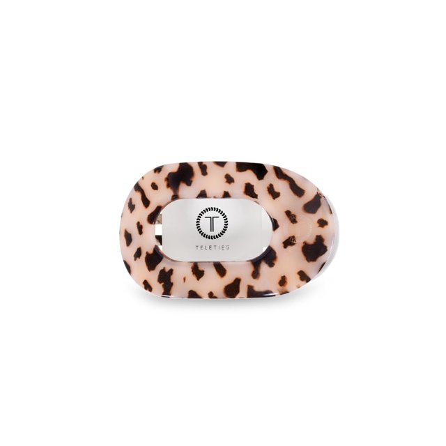 TELETIES - Clip redondo plano mediano - Agarre fuerte Dientes flexibles Cómodo diseño curvo - Ideal para cabello medio-grueso - Para todas las texturas de cabello - Tortuga rubia
