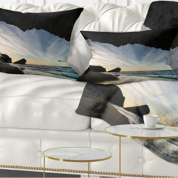 Designart Monsul Beach during Sunset - Seashore Throw Pillow - 12x20