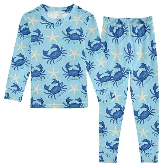 joogoo Crab and Starfish 2 Piece Long Sleeve Tee and Pants Cotton Pajama Set 5Y